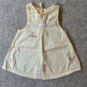 In Bloom yellow embroidered apron dress toddler one size baby girls